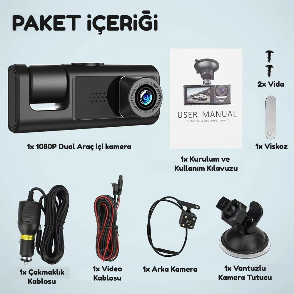 BlackBox - 3 Yönlü Full HD Araç Kamerası
